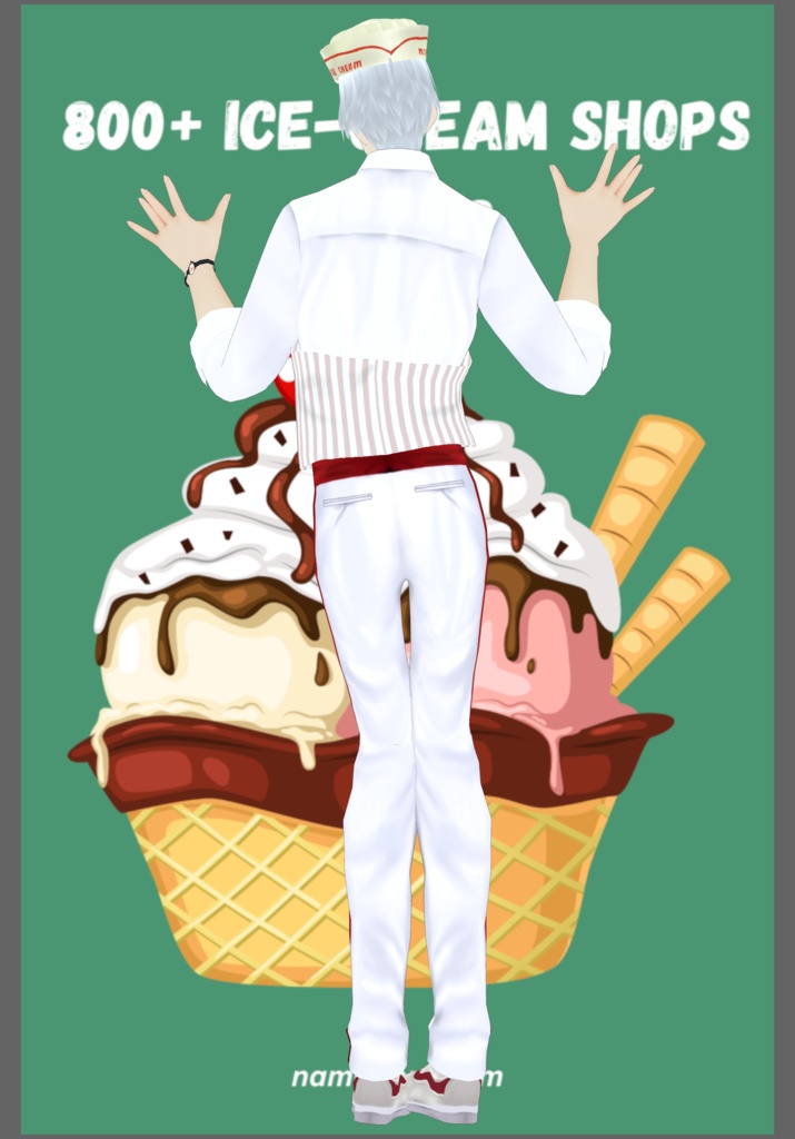 IceCream Parlor Work Uniform with 3Aprons