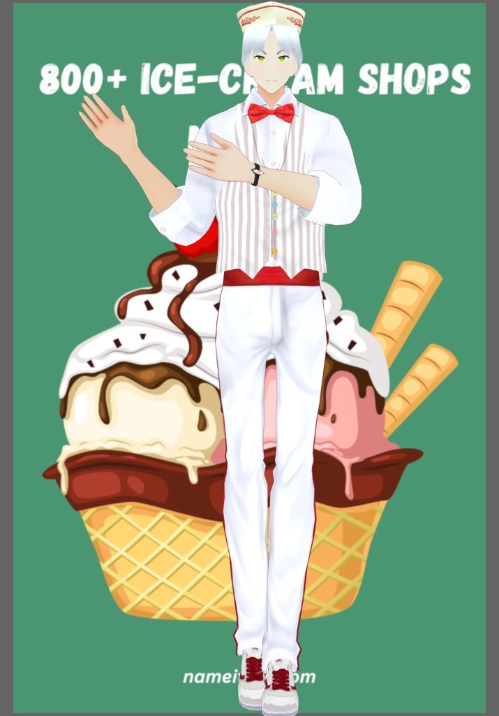IceCream Parlor Work Uniform with 3Aprons