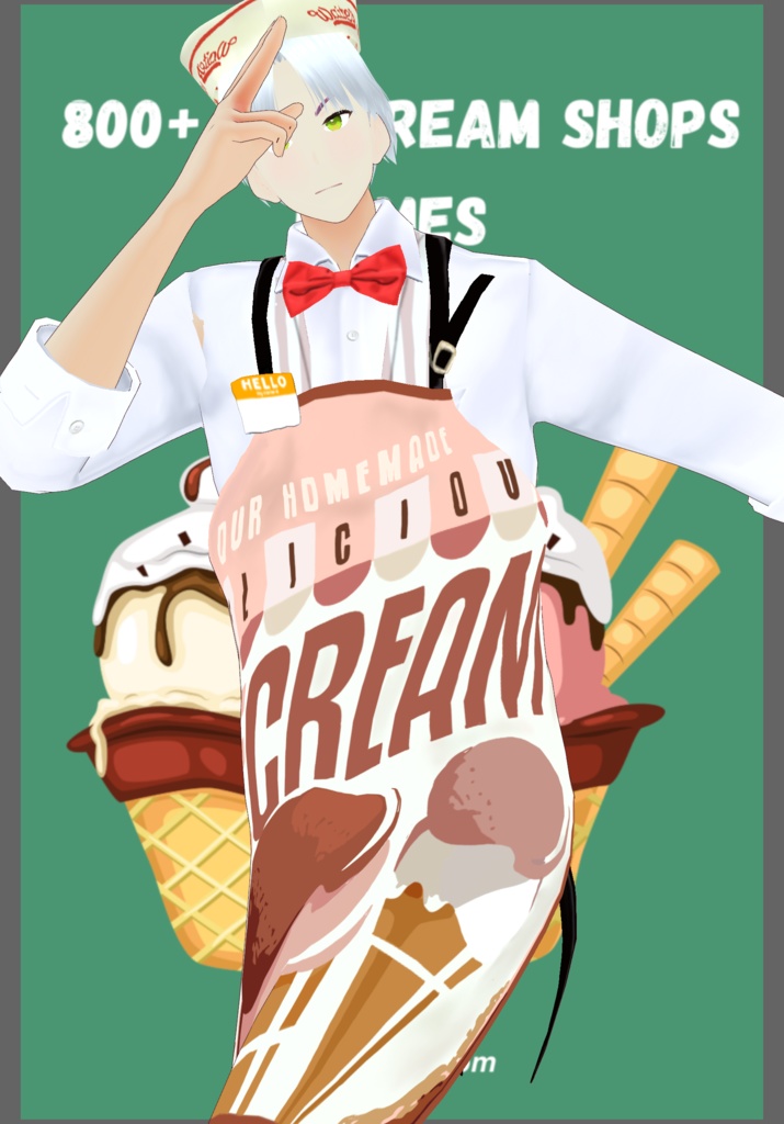 IceCream Parlor Work Uniform with 3Aprons