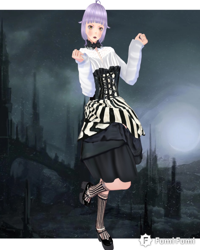 C/B Stripe Gothic Lolita Girl.              Victorian Fashion