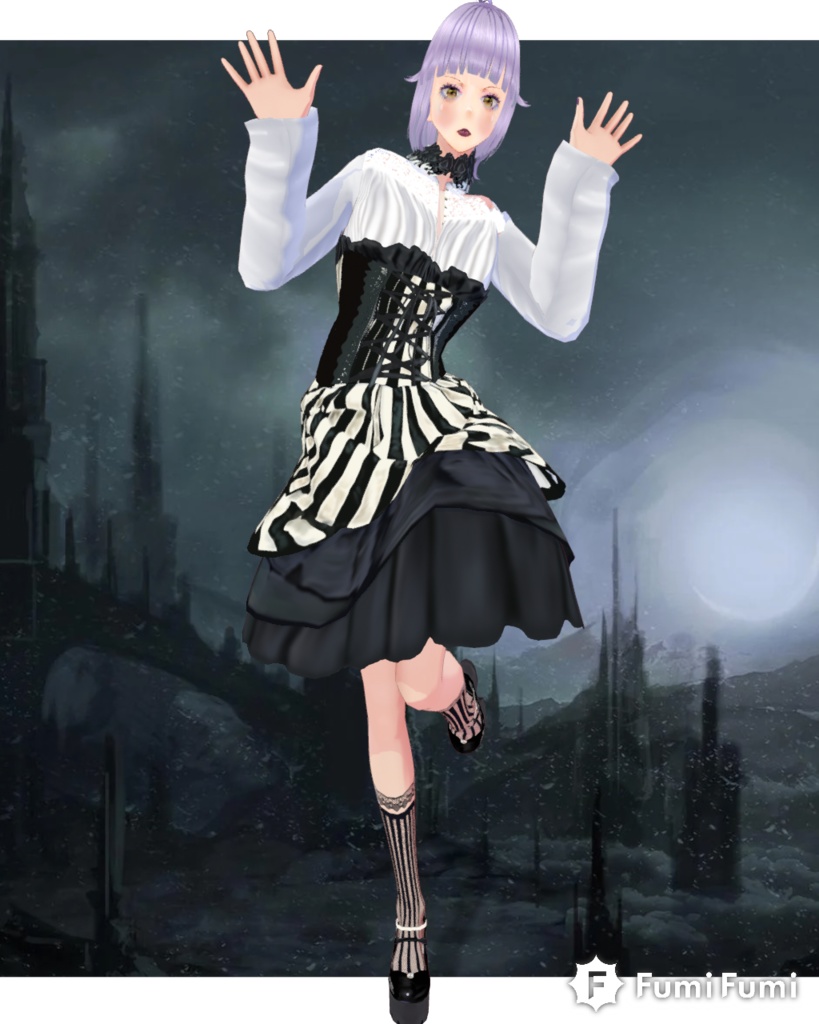C/B Stripe Gothic Lolita Girl.              Victorian Fashion