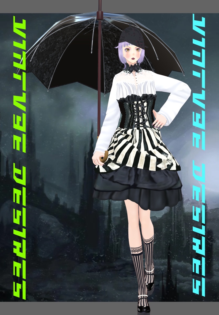 C/B Stripe Gothic Lolita Girl.              Victorian Fashion