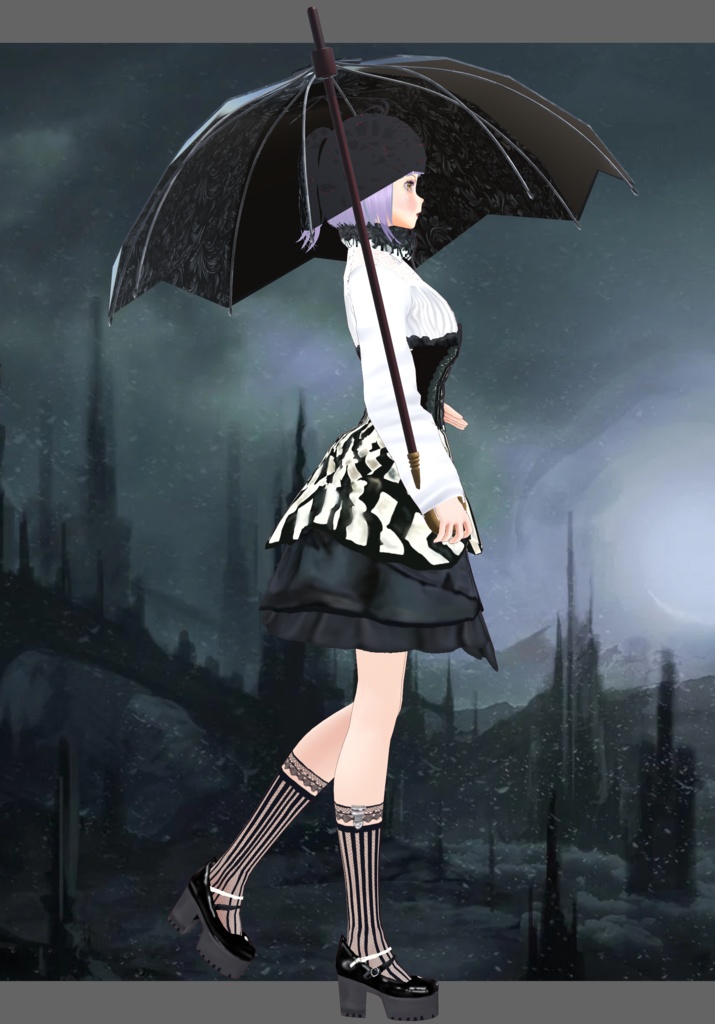 C/B Stripe Gothic Lolita Girl.              Victorian Fashion