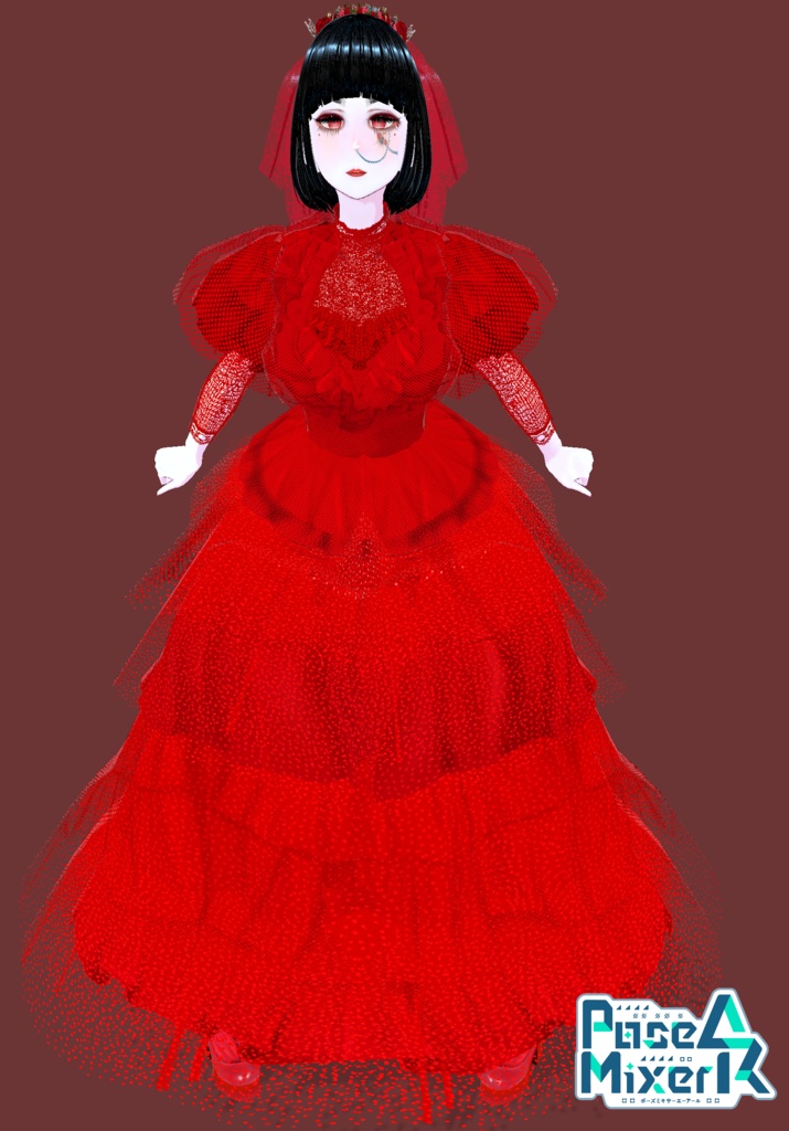 Red Bride Goth/Lolita BeetleJuice. 80s Vintage Horror