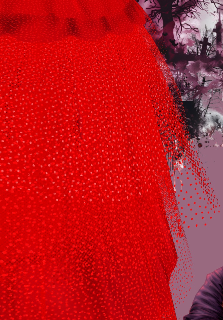 Red Bride Goth/Lolita BeetleJuice. 80s Vintage Horror