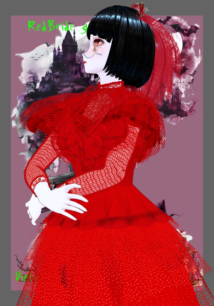 Red Bride Goth/Lolita BeetleJuice. 80s Vintage Horror