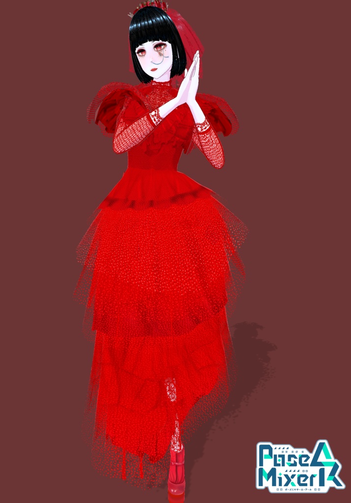 Red Bride Goth/Lolita BeetleJuice. 80s Vintage Horror