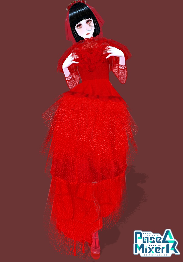 Red Bride Goth/Lolita BeetleJuice. 80s Vintage Horror