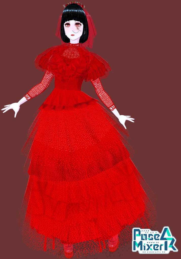 Red Bride Goth/Lolita BeetleJuice. 80s Vintage Horror