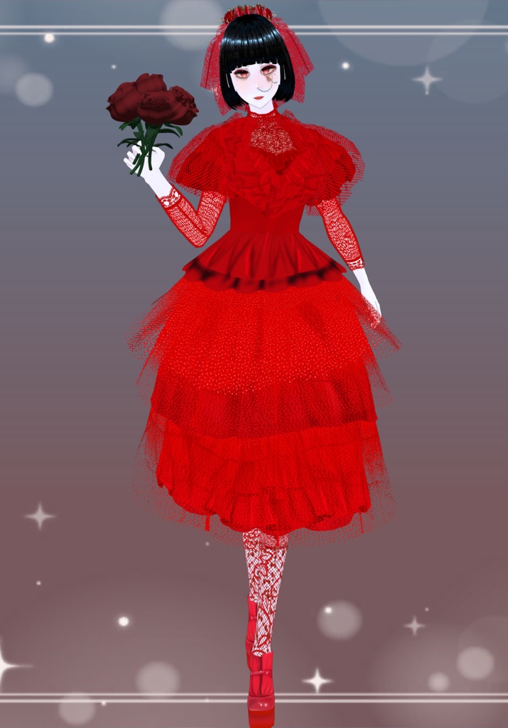 Red Bride Goth/Lolita BeetleJuice.    80s Vintage Horror 