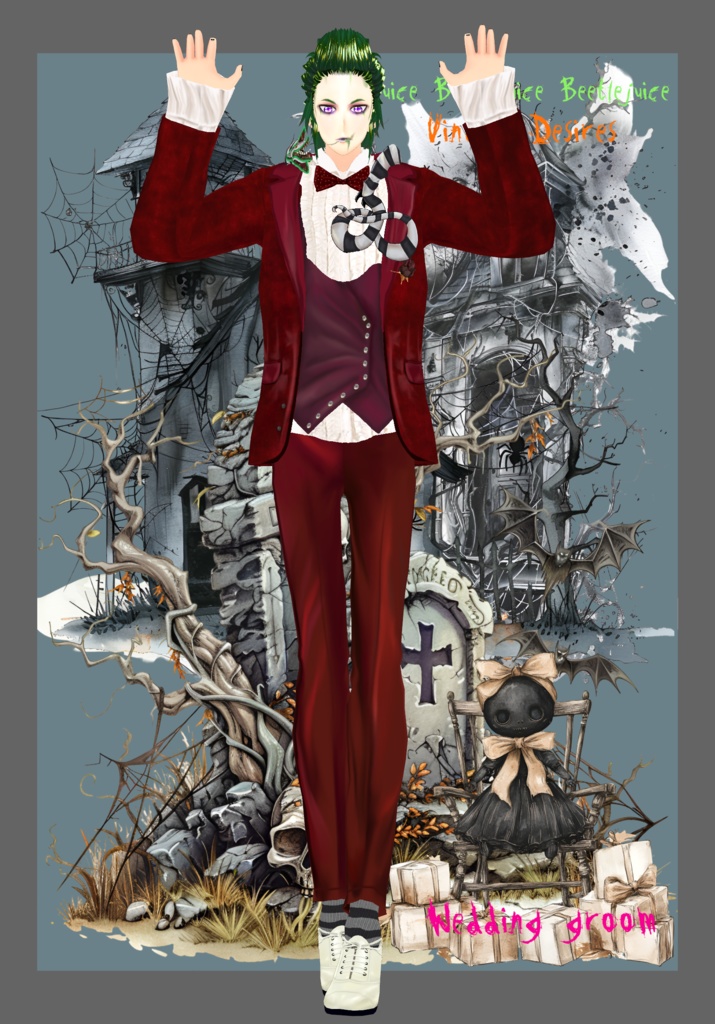 Beetlejuice Groom Cosplay. 80s Horror