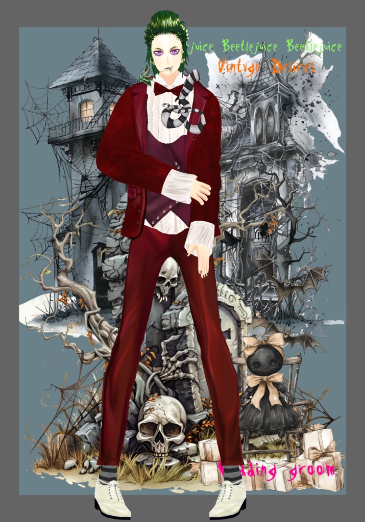 Beetlejuice Groom Cosplay. 80s Horror