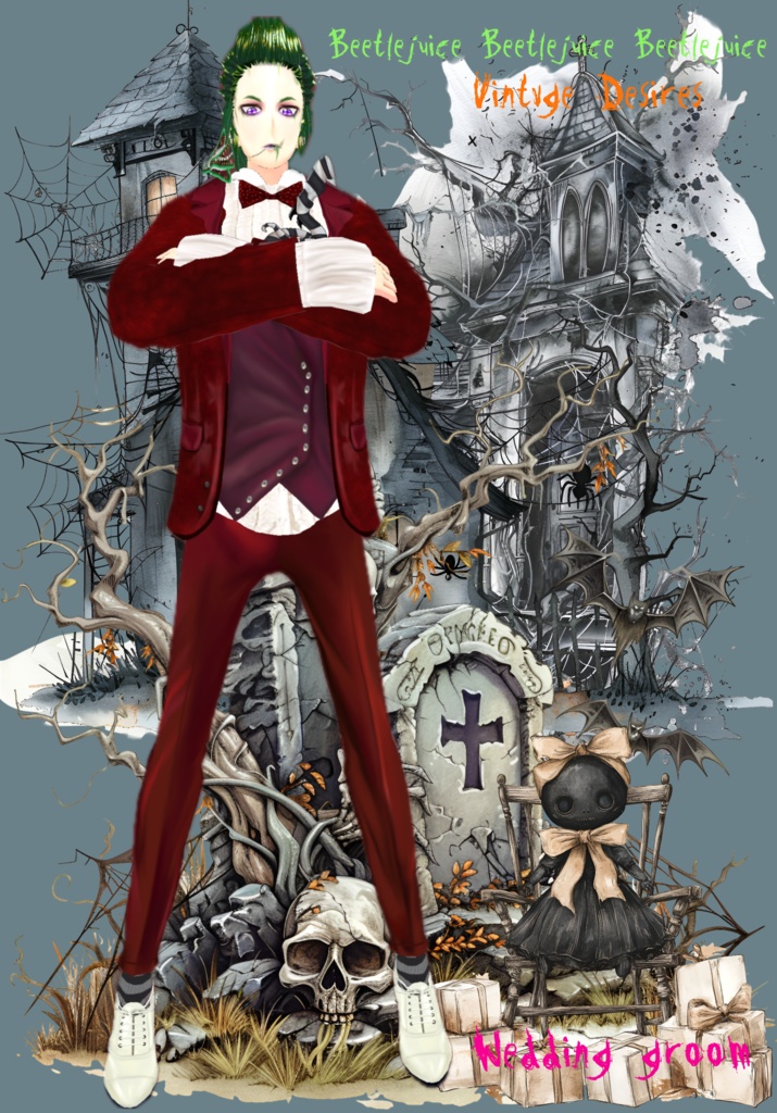 Beetlejuice Groom Cosplay.  80s Horror