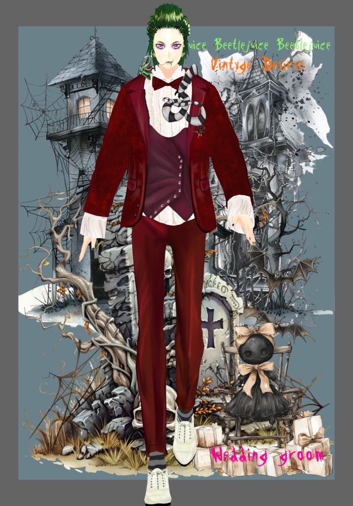 Beetlejuice Groom Cosplay. 80s Horror