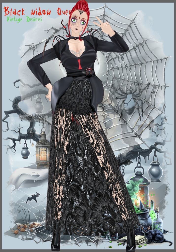 Black Widow Queen Cosplay Gothic Halloween