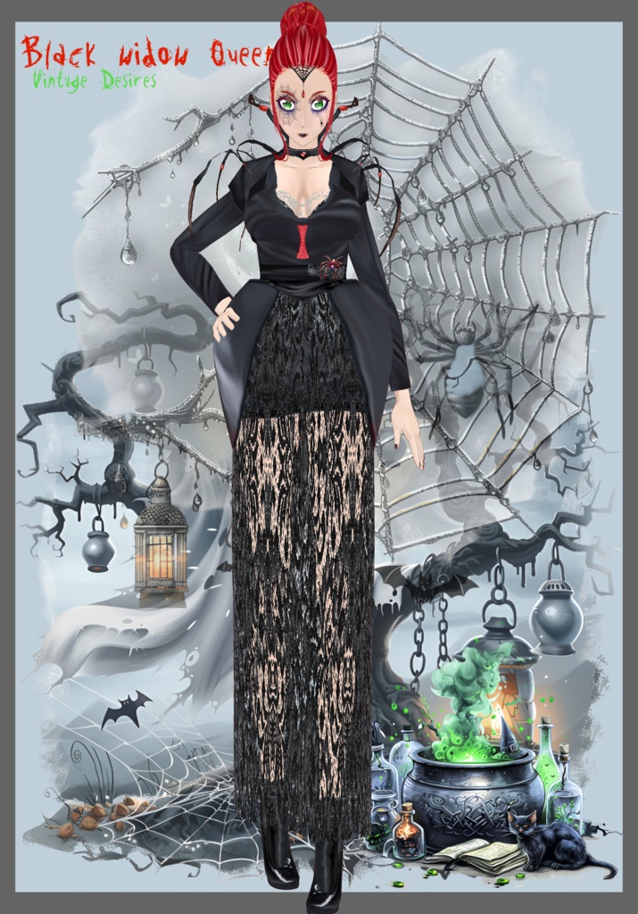 Black Widow Queen Cosplay Gothic Halloween