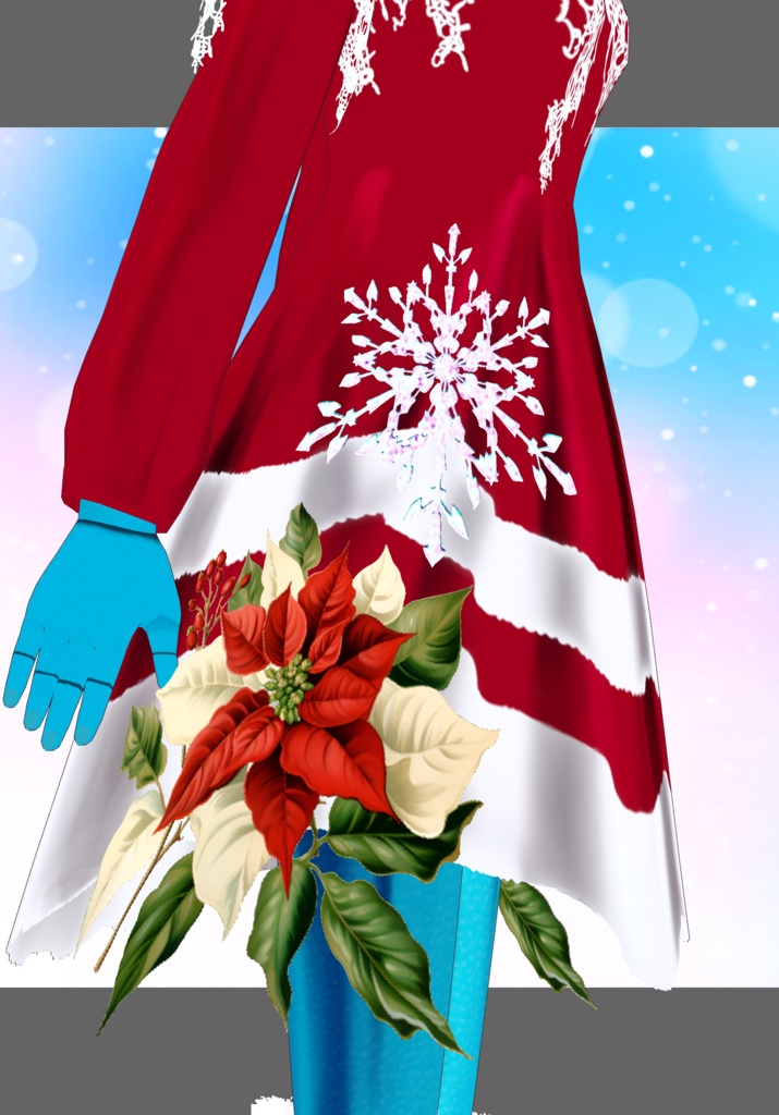 SnowFlakes&Poinsettia Set. Vintage Christmas