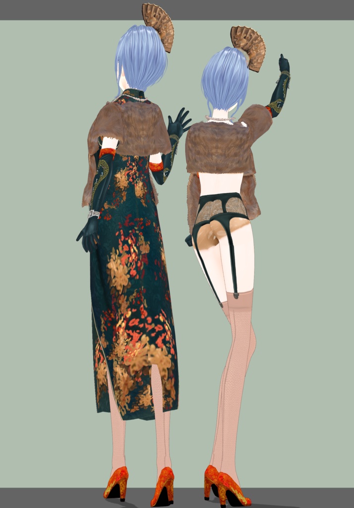 DarkTealGreen Qipao Set                             Vintage Shanghai Singer