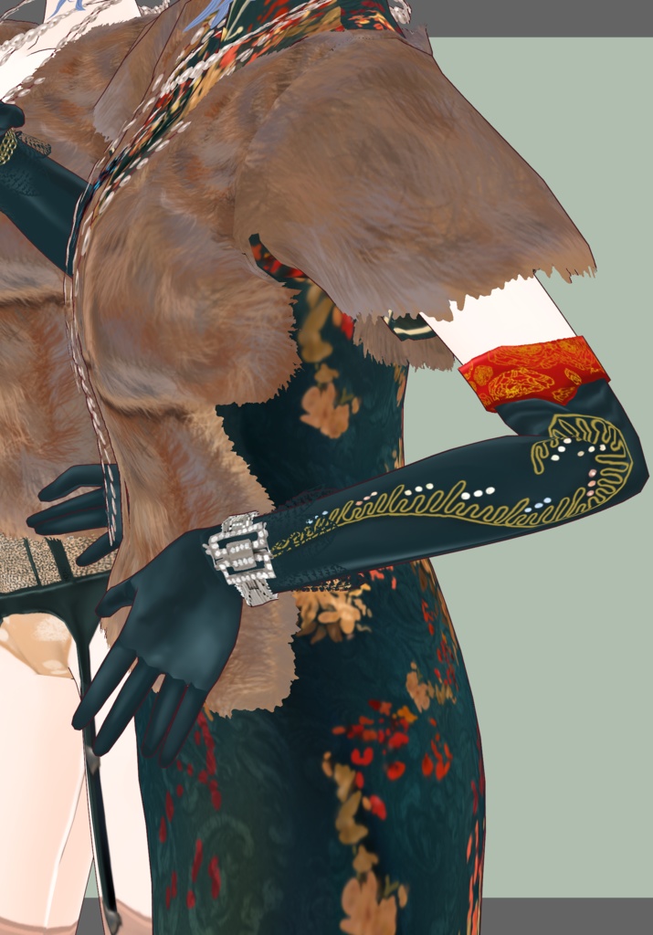 DarkTealGreen Qipao Set                             Vintage Shanghai Singer