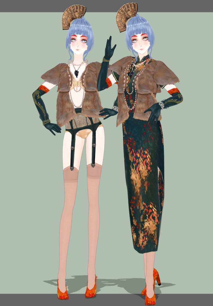 DarkTealGreen Qipao Set                             Vintage Shanghai Singer