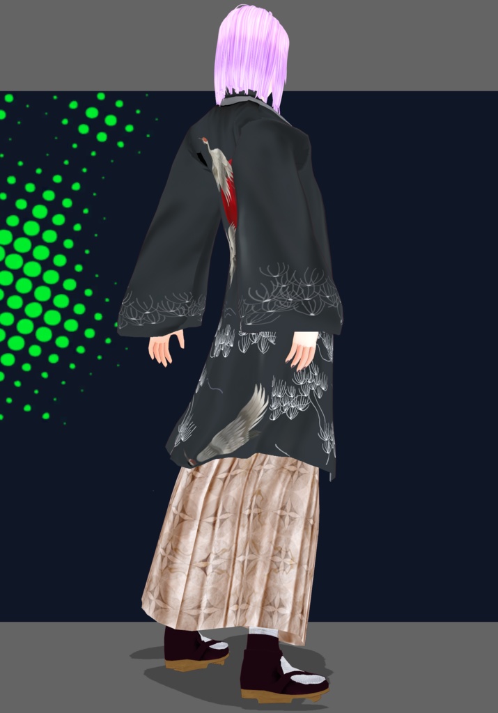 Cranes&Sun Kimono. Traditional Japanese