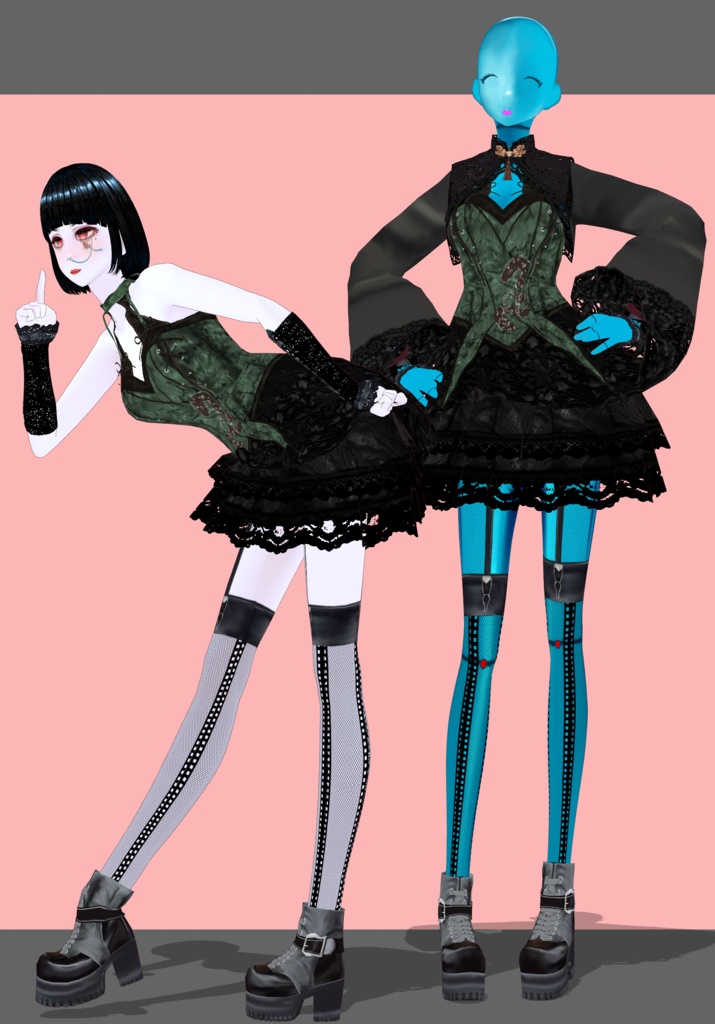 SnakeIn Grass Set. Chinese Gothic Lolita
