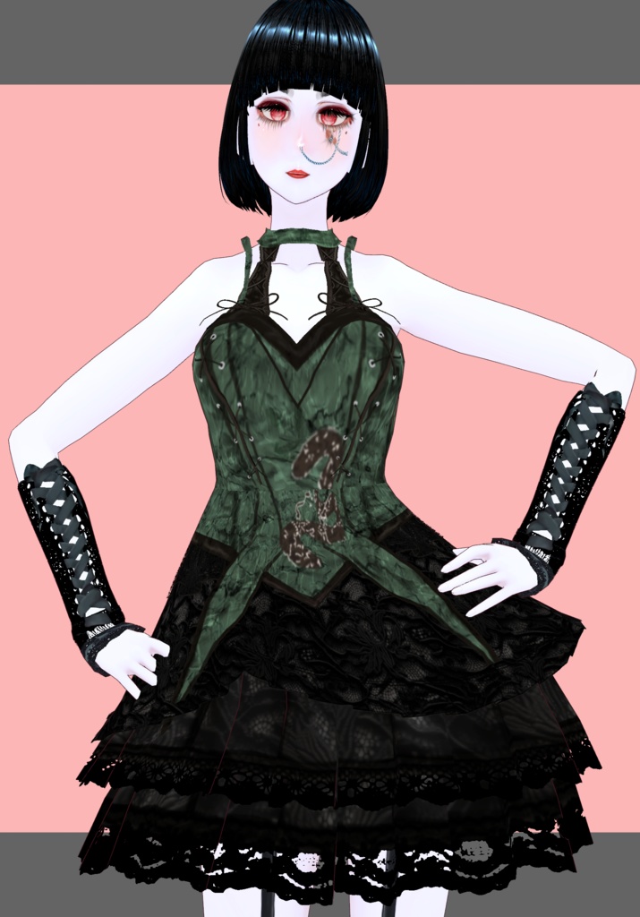 SnakeIn Grass Set. Chinese Gothic Lolita
