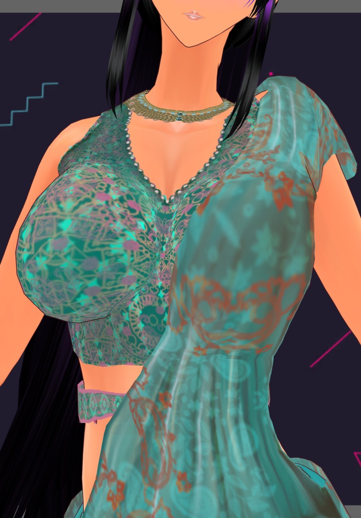 TealBunchPrintSharara Saree. Traditional Indian