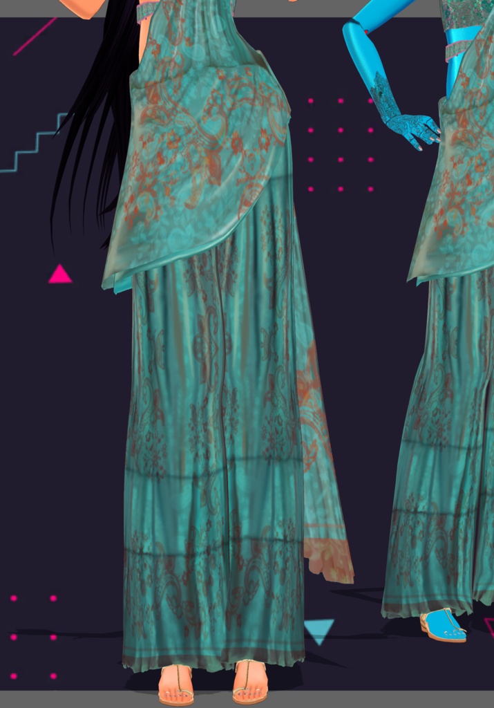 TealBunchPrintSharara Saree. Traditional Indian