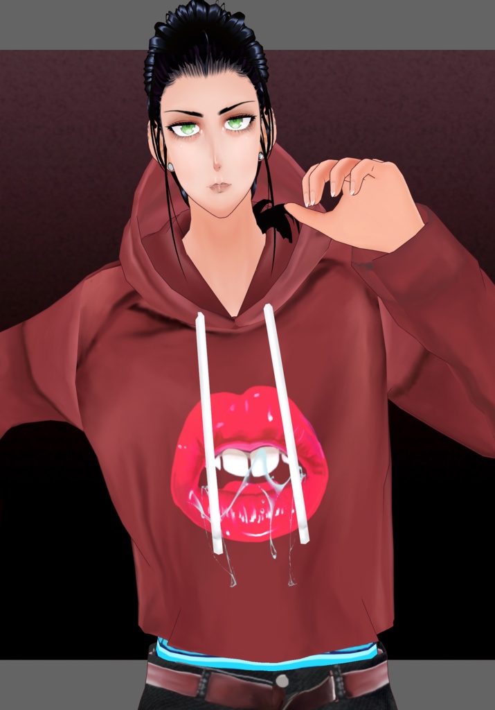 PunkLipHairChain Set.     PunkGrunge