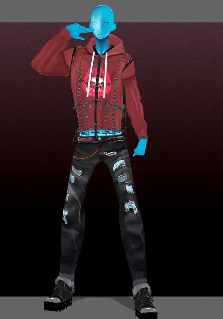 PunkLipHairChain Set.     PunkGrunge