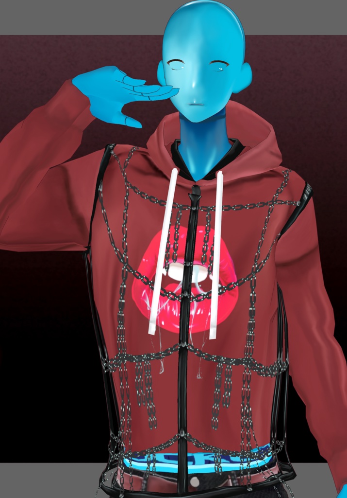 PunkLipHairChain Set.     PunkGrunge