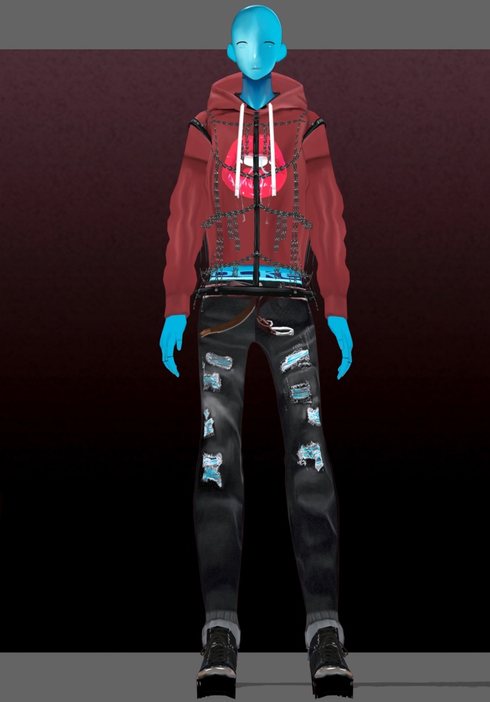 PunkLipHairChain Set.     PunkGrunge