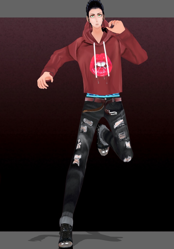 PunkLipHairChain Set.     PunkGrunge