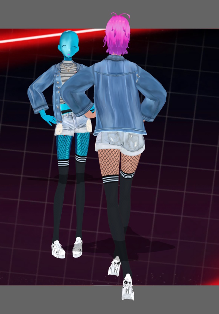 StripesNDenimRip Set.   90s Grunge Fashion