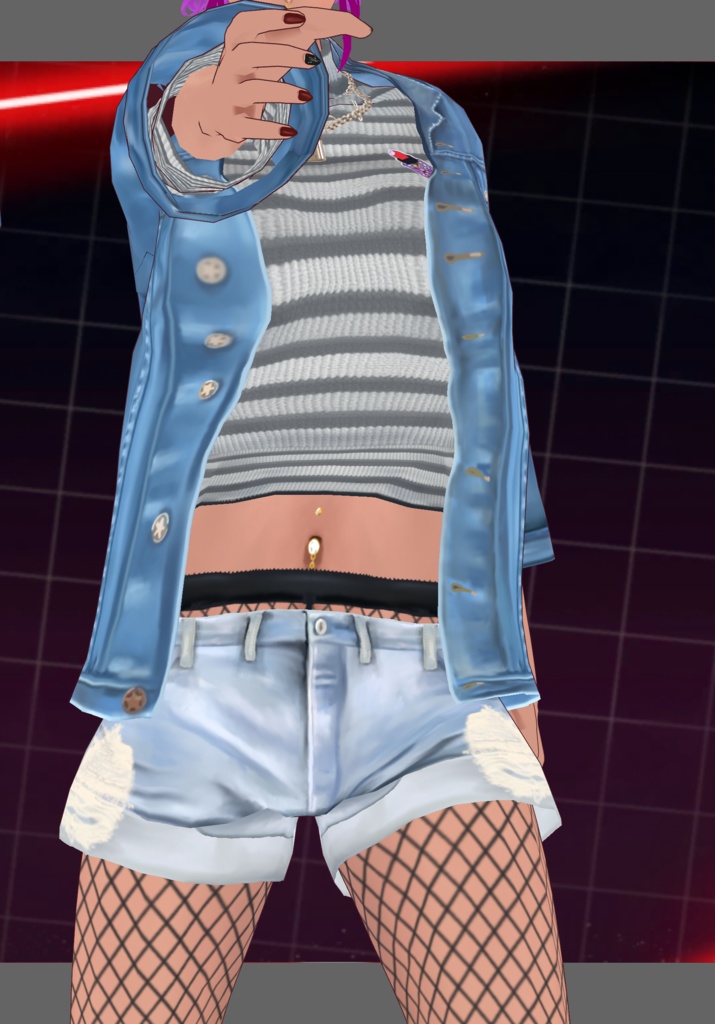 StripesNDenimRip Set.   90s Grunge Fashion