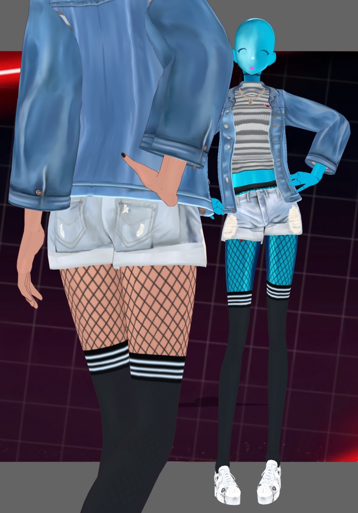 StripesNDenimRip Set.   90s Grunge Fashion