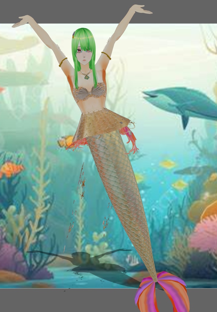 Gold Princess Mermaid Set. Vintage Folkore