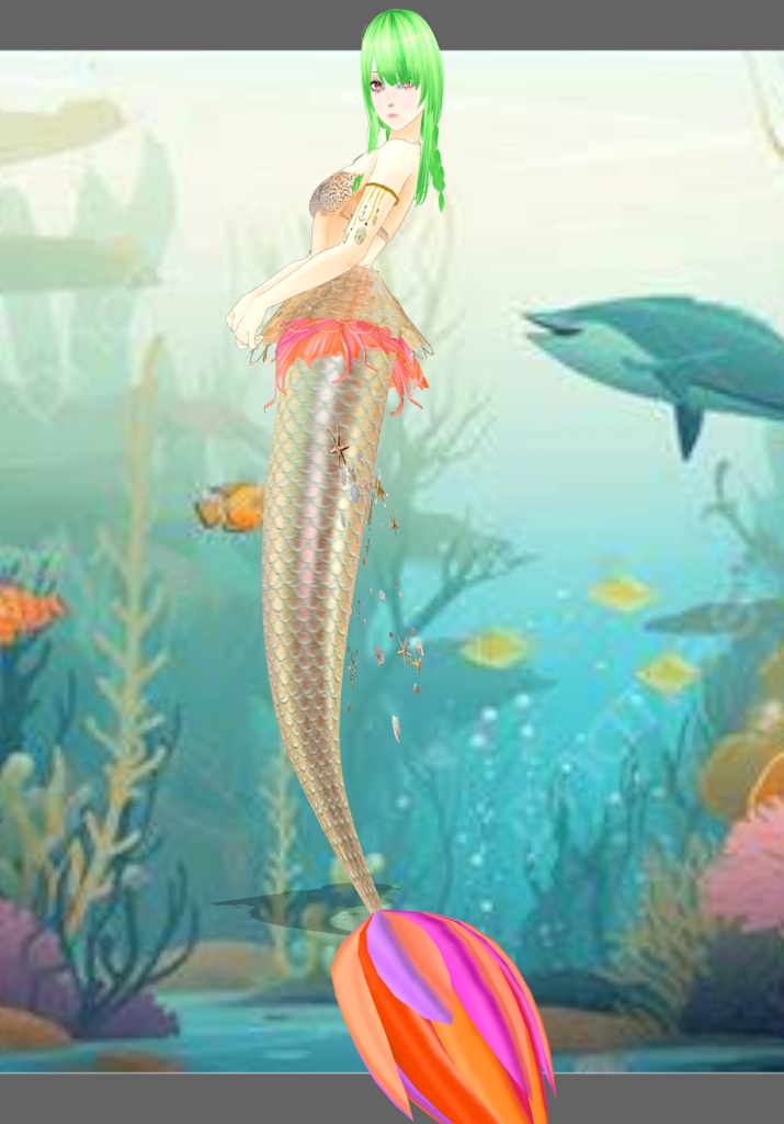 Gold Princess Mermaid Set. Vintage Folkore