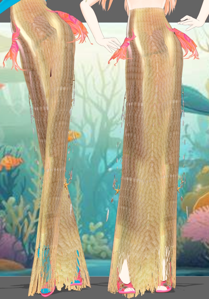 Gold Princess Mermaid Set. Vintage Folkore