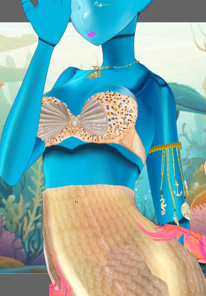 Gold Princess Mermaid Set. Vintage Folkore