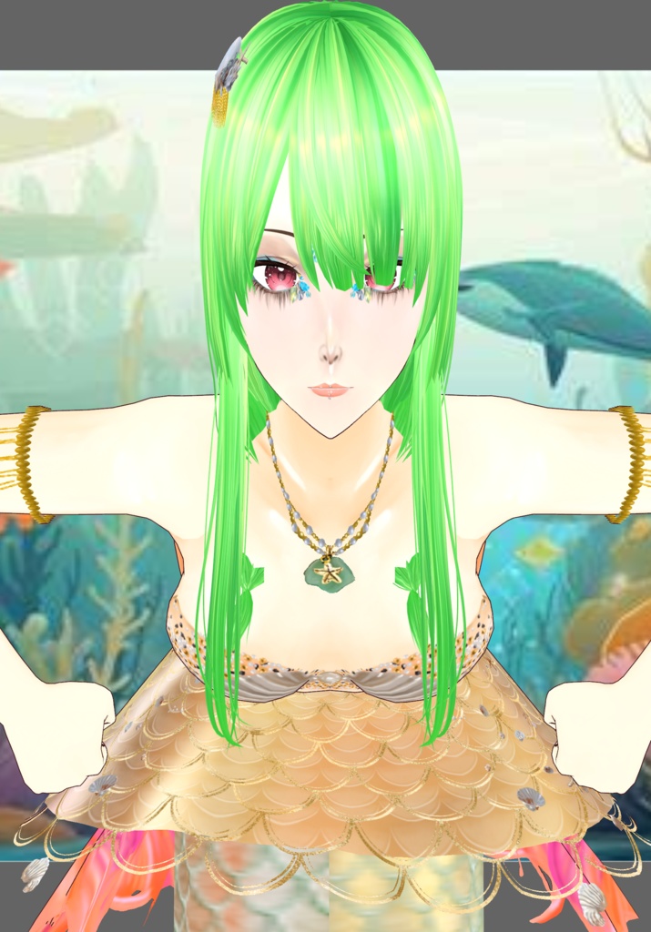 Gold Princess Mermaid Set. Vintage Folkore