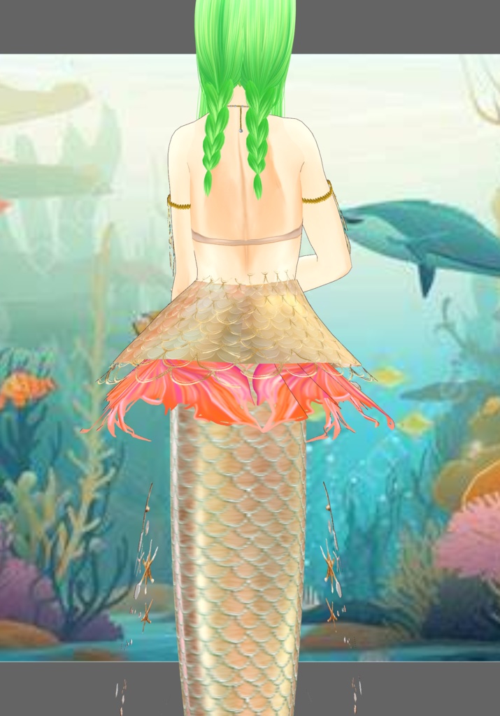 Gold Princess Mermaid Set. Vintage Folkore