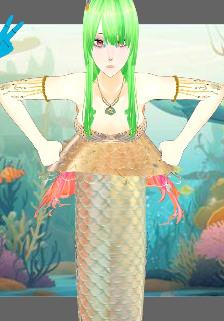 Gold Princess Mermaid Set. Vintage Folkore