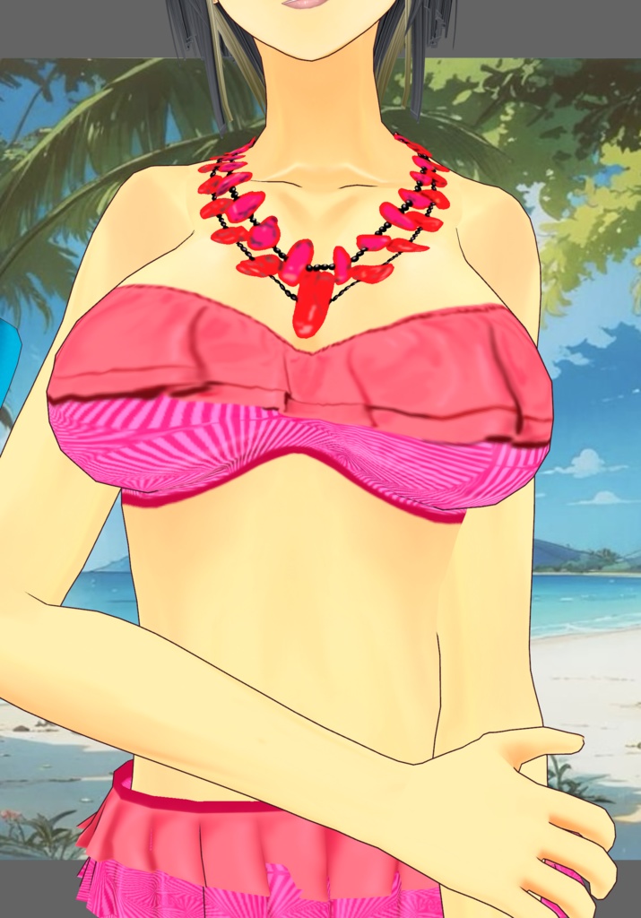 CoralFushiaRuffleBikini Vintage 50s, 60s