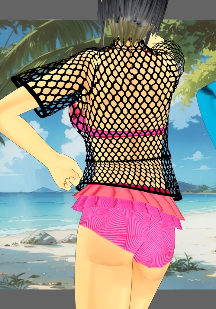 CoralFushiaRuffleBikini Vintage 50s, 60s