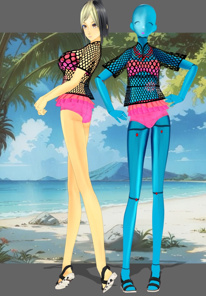 CoralFushiaRuffleBikini Vintage 50s, 60s