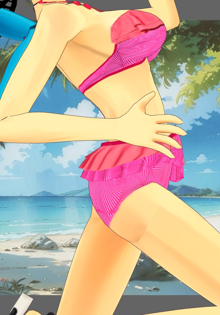 CoralFushiaRuffleBikini Vintage 50s, 60s