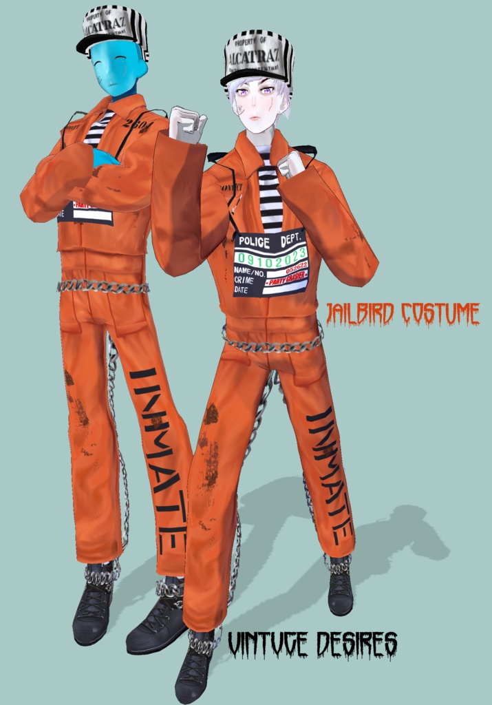 Jailbird Inmate Costume Halloween Costume