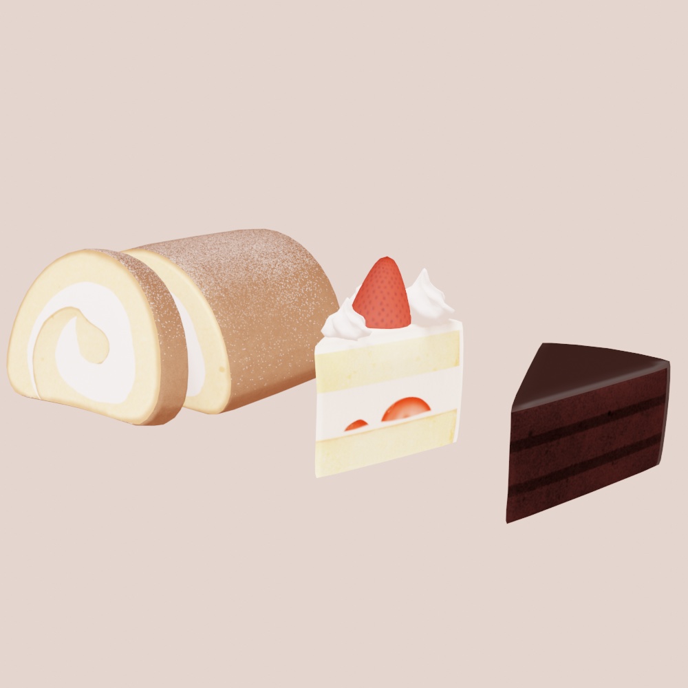【3Dモデル】ケーキ３種類